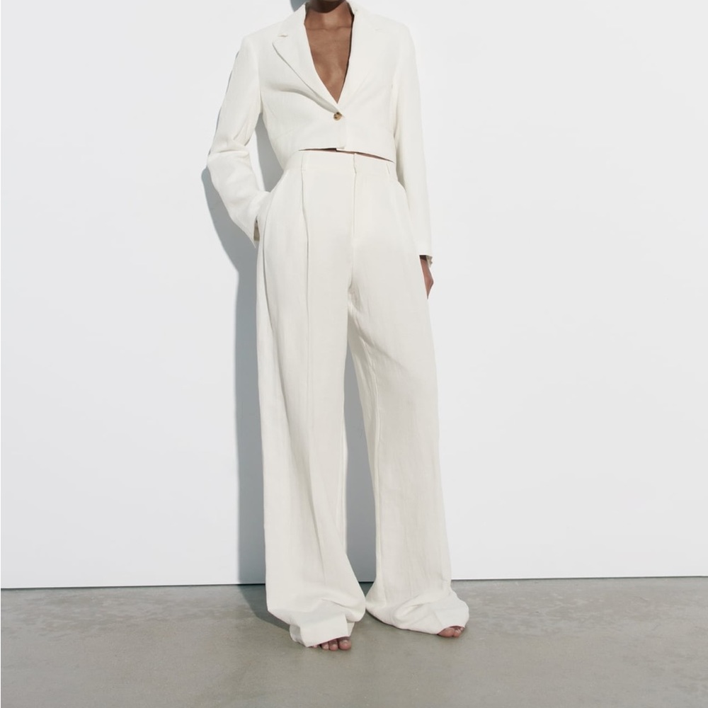 Linen blend ZARA white pants